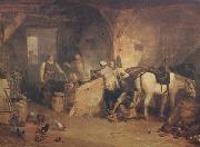 Joseph Mallord William Turner A country blacksmith disputing upon the price of iron,and the price charged to the butcher for shoeing his pony (mk310 Spain oil painting artist